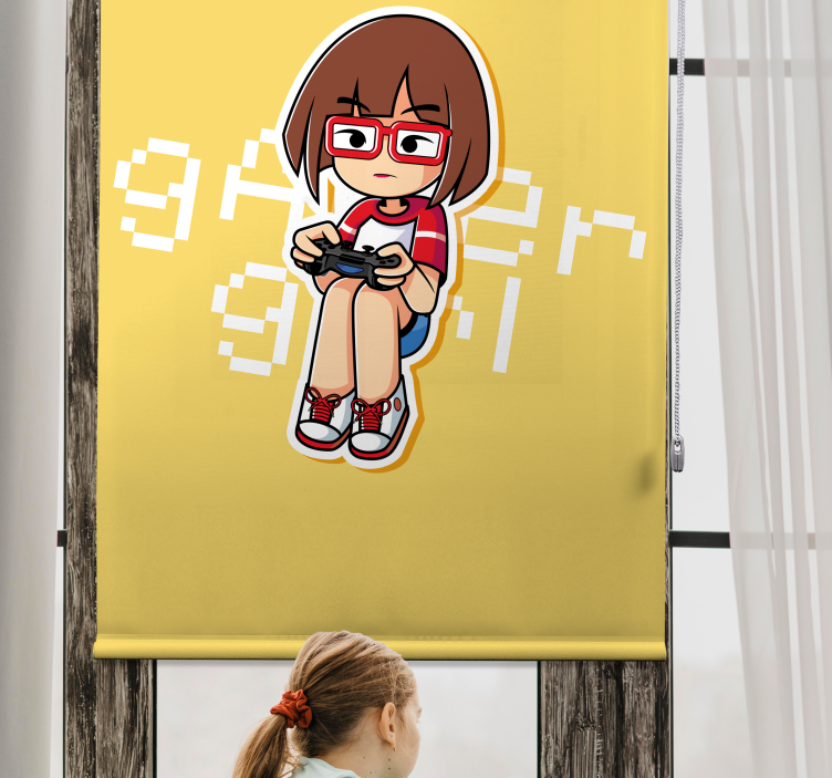 Toile fenêtre geek illustration de fille gameuse - TenStickers
