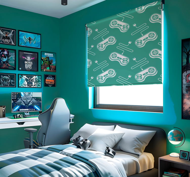 Toile fenêtre geek motif de commandes rétro blanc - TenStickers