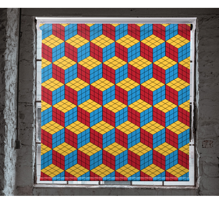 Toile fenêtre geek motif de cube coloré - TenStickers