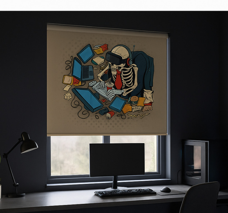 Toile fenêtre geek squelette rétro gamer - TenStickers