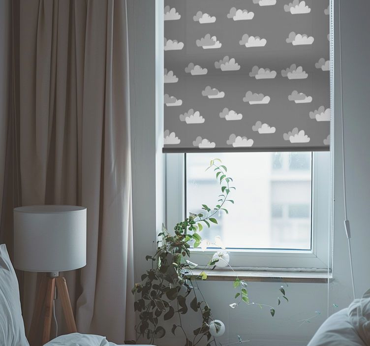 Toile fenêtre gris motif de cumulus - TenStickers