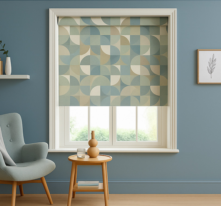 Toile fenêtre moderne formes abstraites vertes - TenStickers