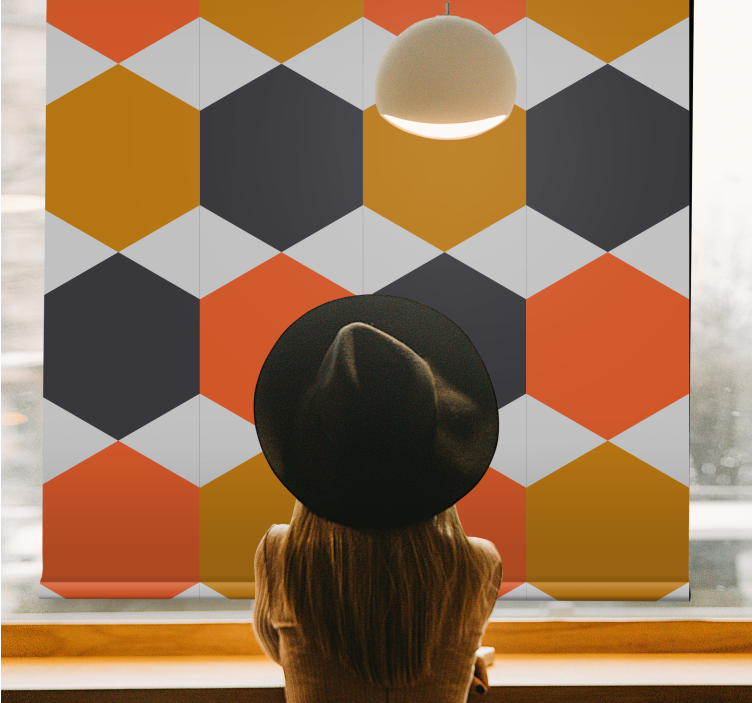 Toile fenêtre moderne motif hexagonal - TenStickers