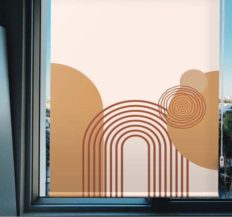 Toile fenêtre moderne conception de lignes courbes beiges - TenStickers