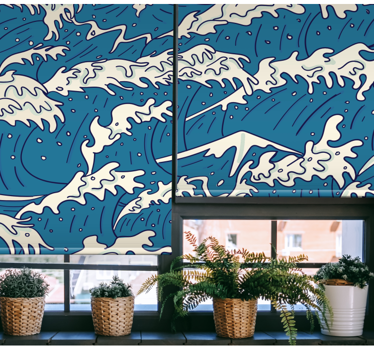Toile fenêtre motif de vague marine - TenStickers