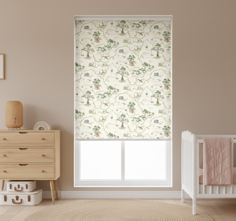 Toile fenêtre nordique arbres de forêt abstraits - TenStickers