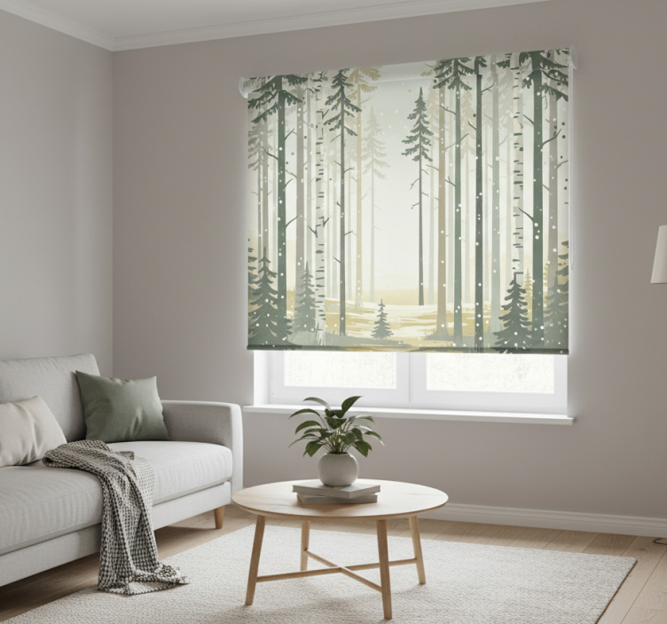 Toile fenêtre nordique forêt scandinave apaisante - TenStickers