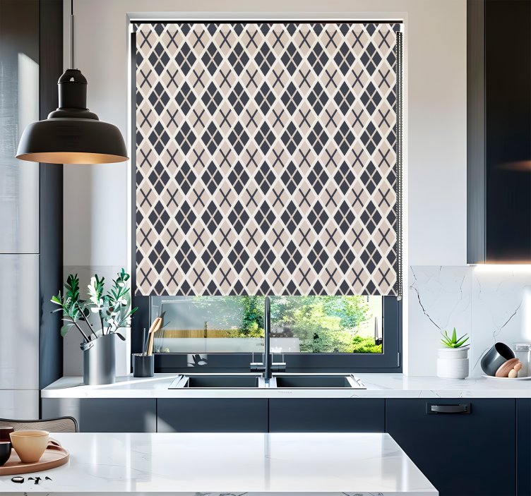 Toile fenêtre nordique motif de losanges - TenStickers