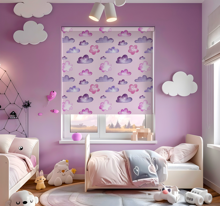 Toile fenêtre nuage motif rose - TenStickers