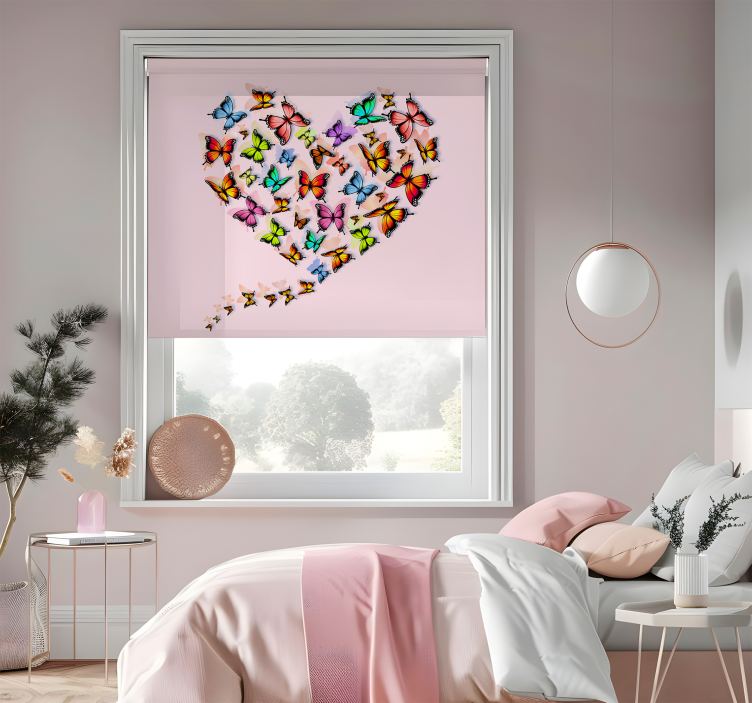 Toile fenêtre papillon conception de coeur - TenStickers