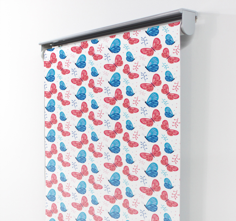 Toile fenêtre papillon couleurs bleu et rouge - TenStickers