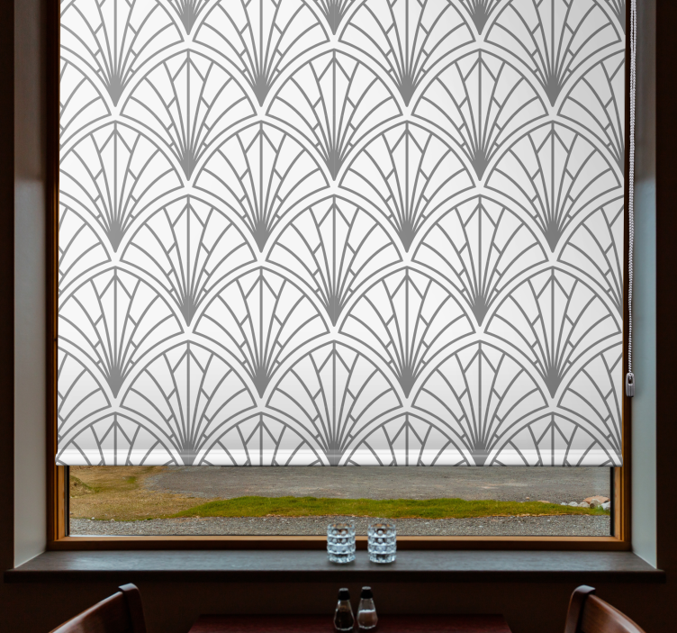 Toile fenêtre élégante motif art déco gris - TenStickers