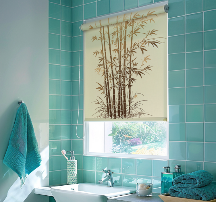 Toile fenêtre salle de bain bambous zen - TenStickers