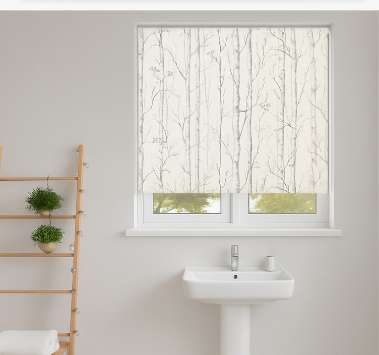 Toile fenêtre salle de bain motif bouleau suédois - TenStickers