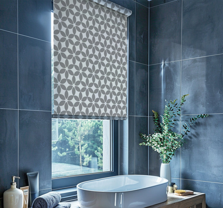 Toile fenêtre salle de bain motif gris et blanc - TenStickers