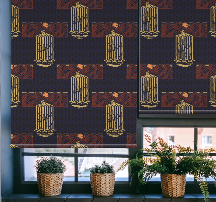 Toile fenêtre vintage coucher de soleil avec cascades - TenStickers