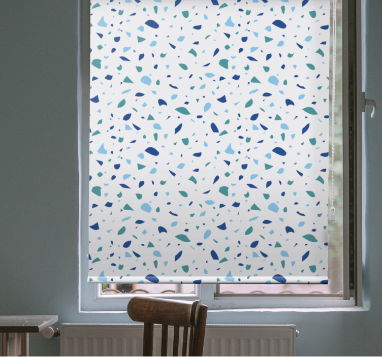 Toile fenêtre textures et motifs effet terrazzo bleu - TenStickers