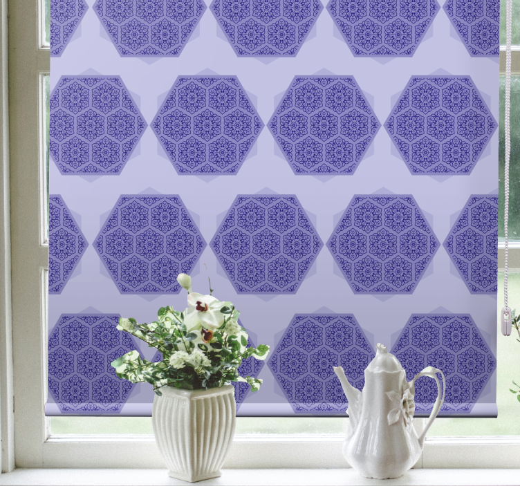 Toile fenêtre textures et motifs hexagones violets complexes - TenStickers