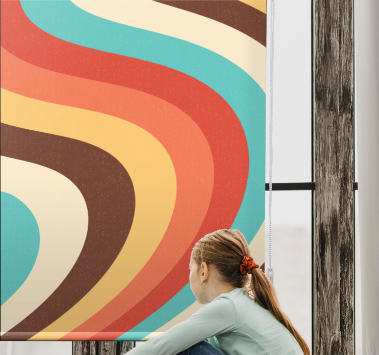 Toile fenêtre vintage vagues rétro courbées - TenStickers