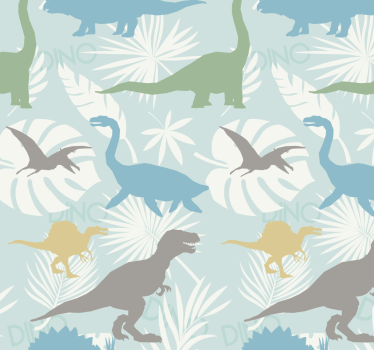 Toile fenêtre dinosaures motif de couleur pastel - TenStickers