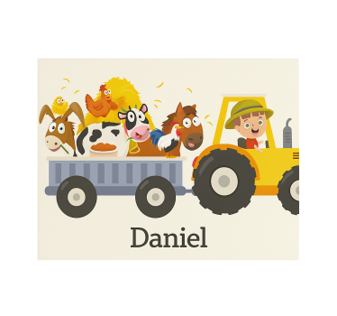 Toile fenêtre personnalisé tracteur agricole avec nom - TenStickers