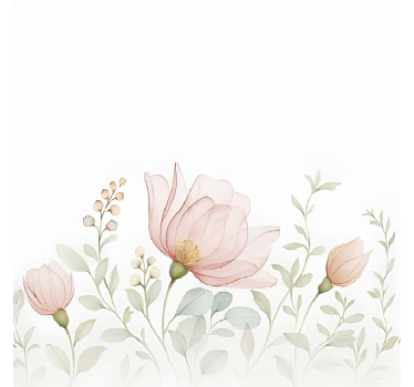Toile fenêtre chambre couple fleurs translucides abstraites - TenStickers