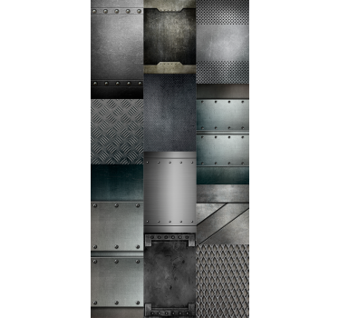 Toile fenêtre chambre adolescent motif blocs noirs métal - TenStickers