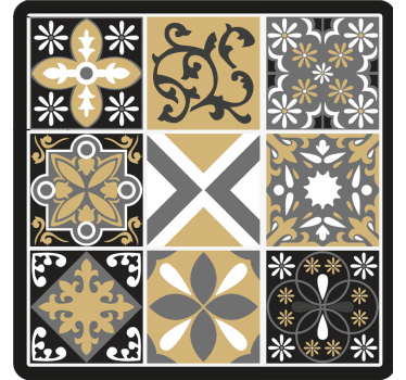 Toile fenêtre chambre carreaux dorés et argentés - TenStickers