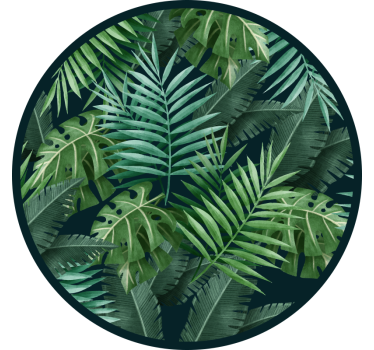 Toile fenêtre chambre feuilles exotiques circulaires - TenStickers