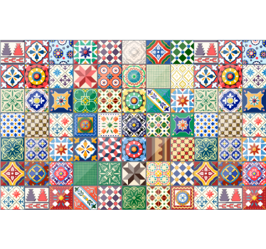 Toile fenêtre chambre carreaux mexicains verts - TenStickers