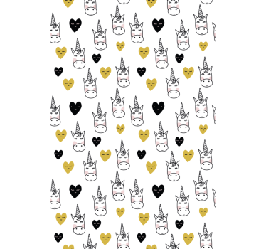 Store enrouleur motif cœurs et licornes minimaliste - TenStickers