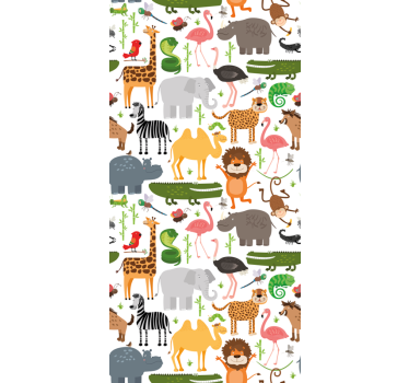 Toile fenêtre animal amis des animaux de safari - TenStickers