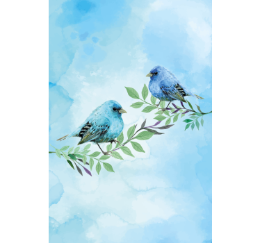Store plus d'animaux Oiseaux bleus sur les branches - TenStickers