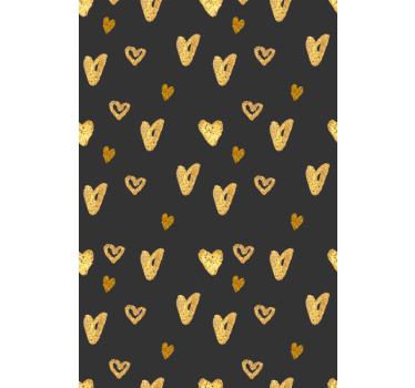 Toile fenêtre romantique motif coeur doré - TenStickers