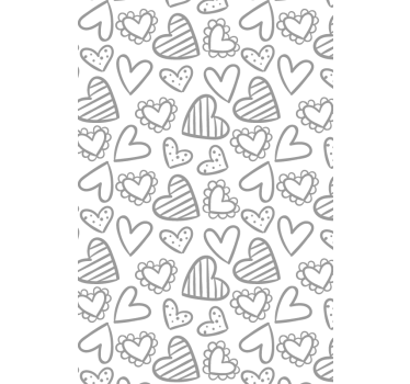 Toile fenêtre romantique modèle de croquis de coeur - TenStickers