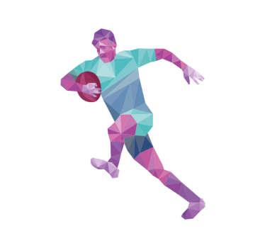 Toile fenêtre sport joueur de rugby géométrique - TenStickers