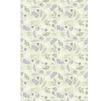 Stores avec fleurs Fleurs violettes sur fond vert - TenStickers