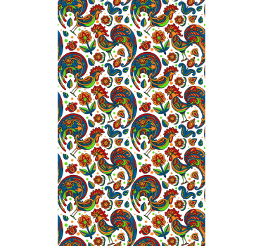 Toile fenêtre animal coqs colorés - TenStickers