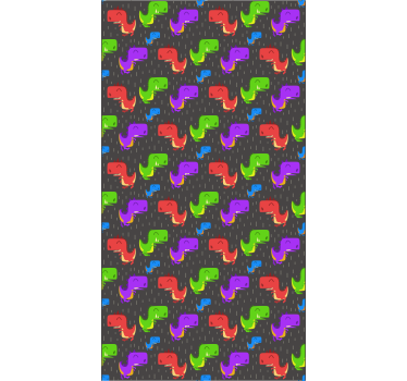 Toile fenêtre dinosaures motifs noirs colorés - TenStickers