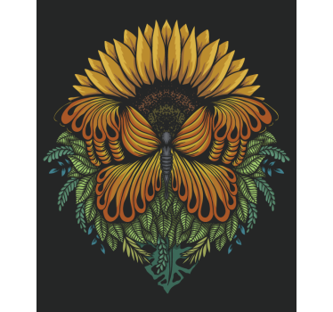 Stores avec fleurs Tournesol avec des papillons - TenStickers