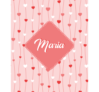 Toile fenêtre romantique coeurs d'amour avec nom - TenStickers