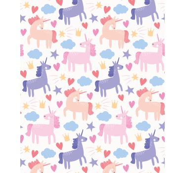 Stores pour enfants Licorne avec coeurs et étoiles - TenStickers