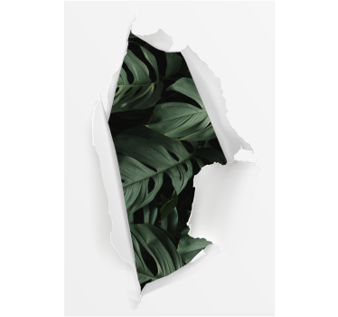 Toile fenêtre fleurs et plantes vue de verdure déchirée - TenStickers