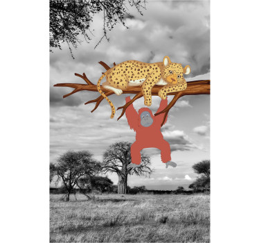 Store plus d'animaux Paysage gris avec des animaux - TenStickers