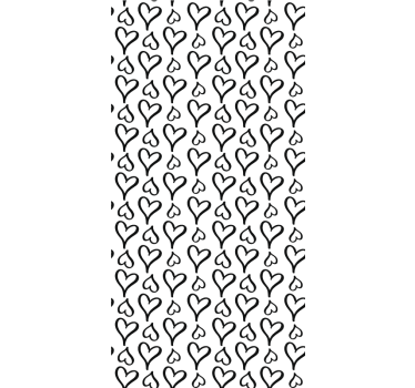 Toile fenêtre romantique coeurs noirs et blancs - TenStickers