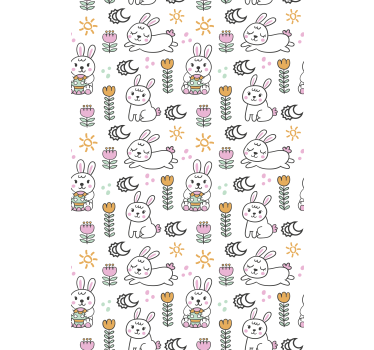 Toile fenêtre animal motif de lapin de pâques - TenStickers