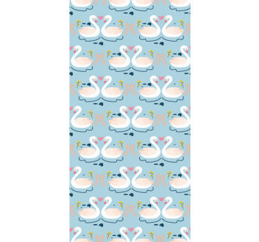 Toile fenêtre animal charmant motif de cygnes - TenStickers