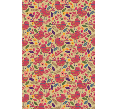 Stores avec fleurs sticker d'art populaire d'oiseaux colorés - TenStickers
