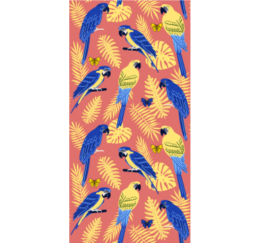 Toile fenêtre animaux exposition de perroquets colorés - TenStickers