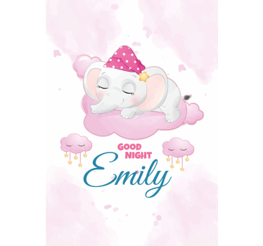 Stores bébé éléphant mignon pour fille avec nom - TenStickers